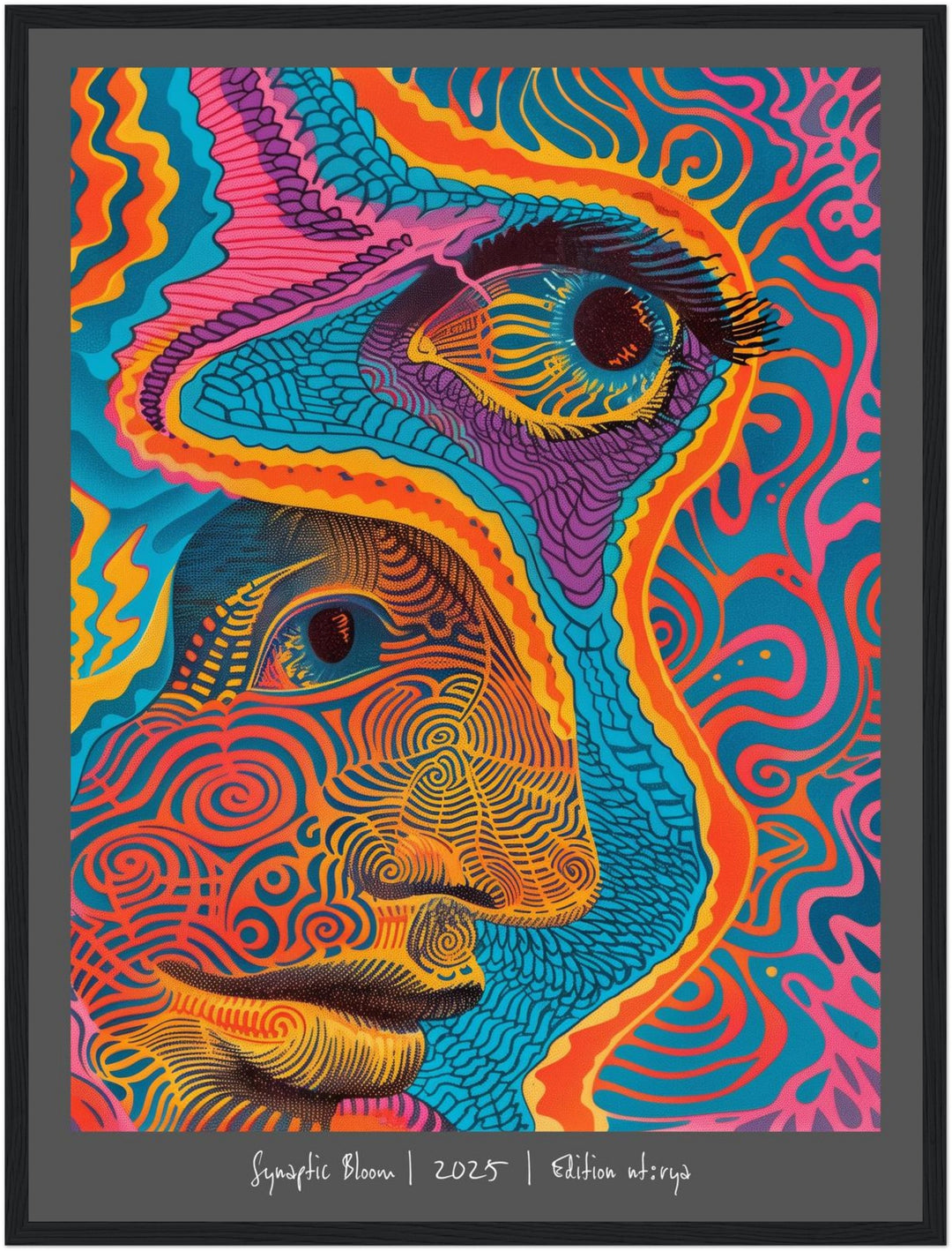 Wellenförmiges Gesichtsmuster Poster Psychedelic – mattes Kunstdruck-Papier – Ansicht 5