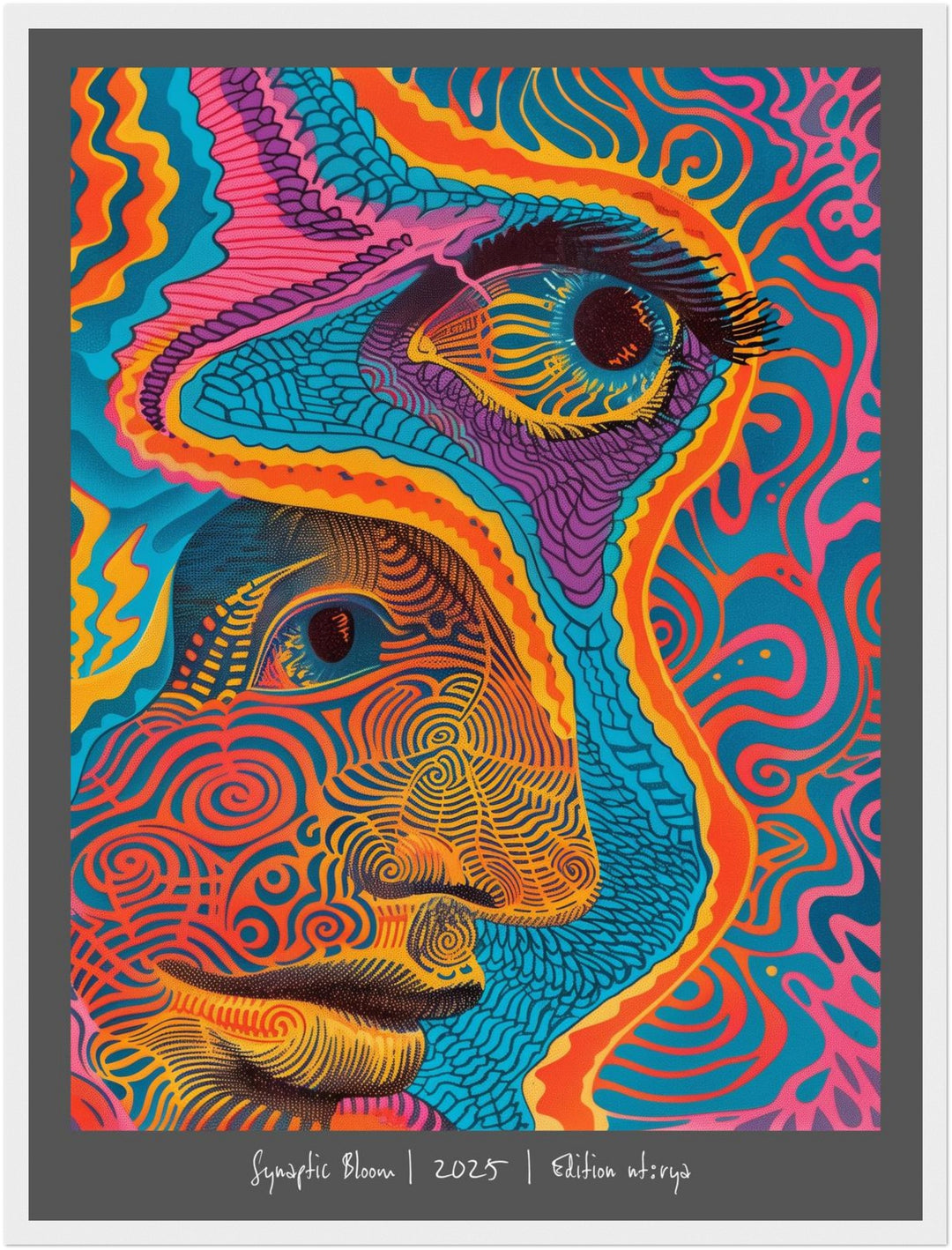 Wellenförmiges Gesichtsmuster Poster Psychedelic – mattes Kunstdruck-Papier – Ansicht 6
