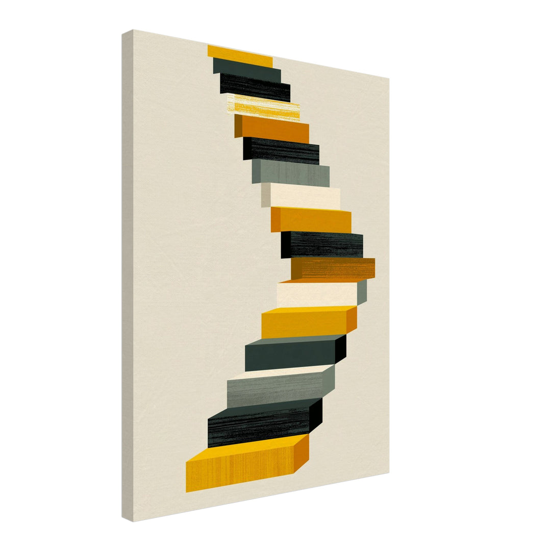 Geschwungene Treppe Retro Leinwandbild – Schräge Ansicht – Produktfoto