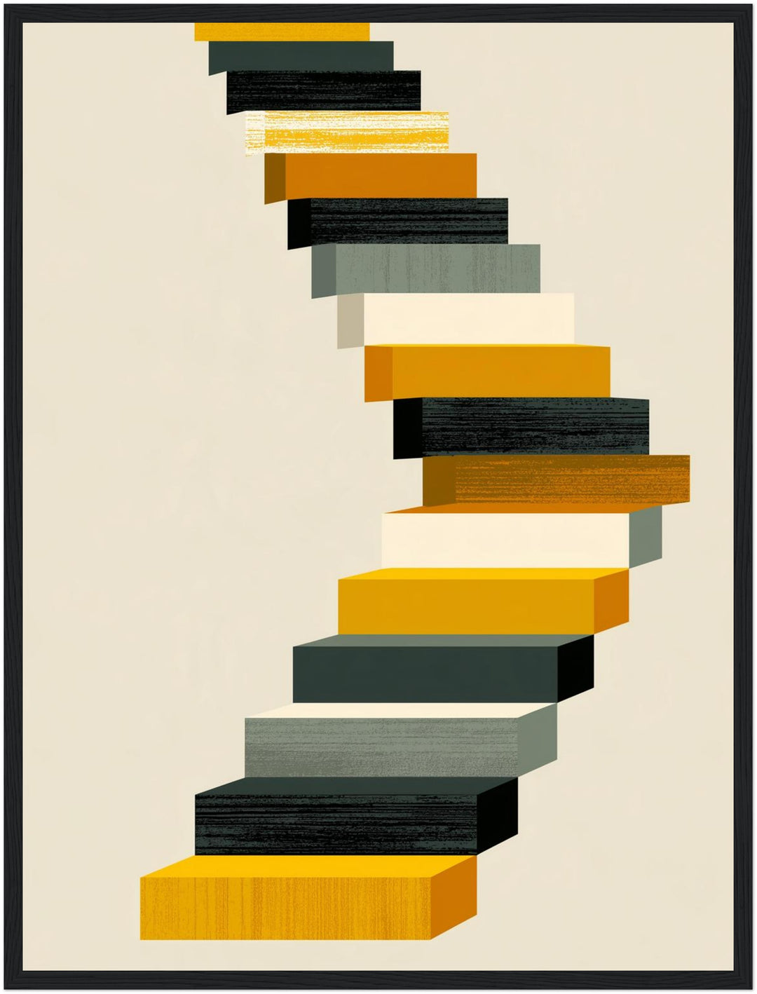 Geschwungene Treppe Retro Poster – Schwarzer Rahmen – Produktfoto