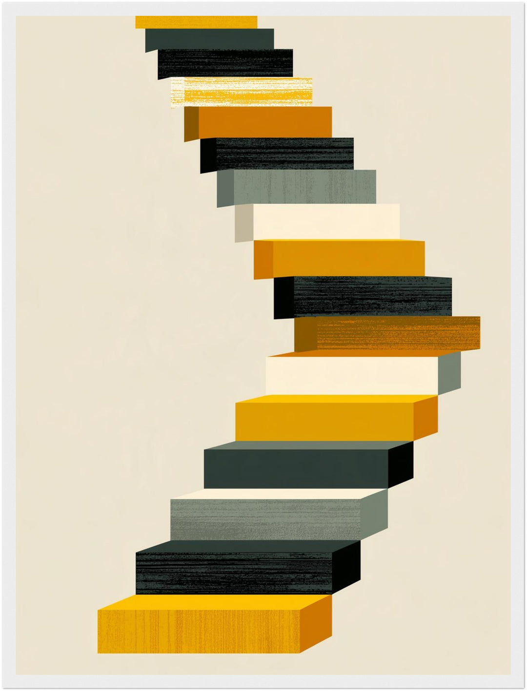 Geschwungene Treppe Retro Poster – Weißer Rahmen – Produktfoto