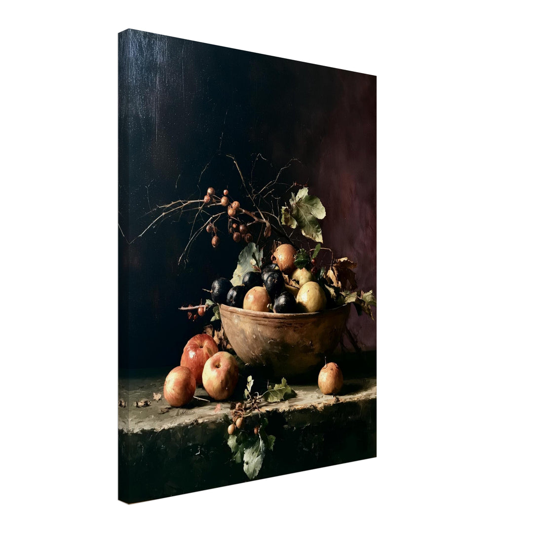 Herbststillleben mit Früchten Leinwandbild – Schräge Ansicht – Produktfoto