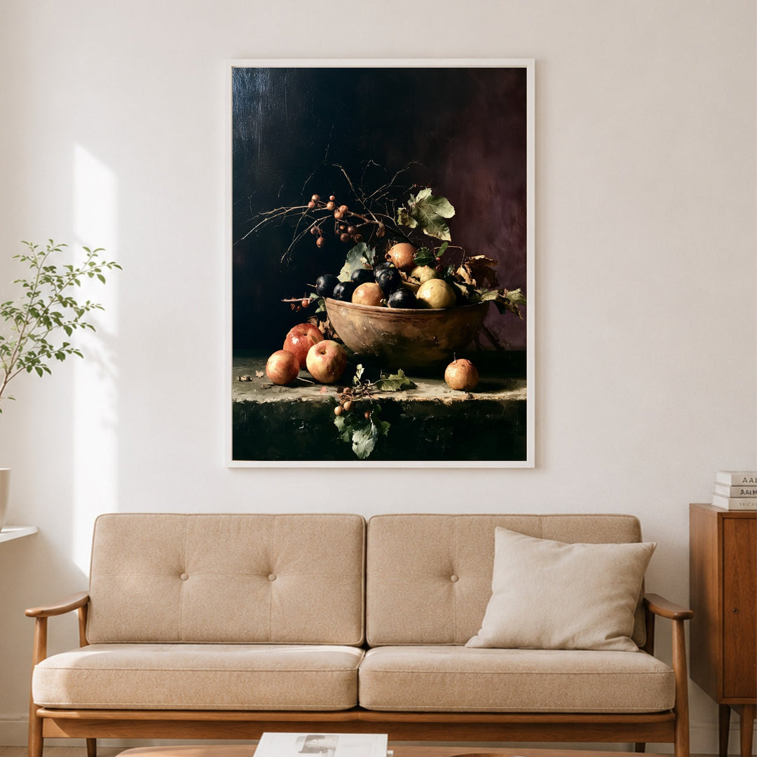Herbststillleben mit Früchten Poster – Weißer Rahmen – Produktfoto