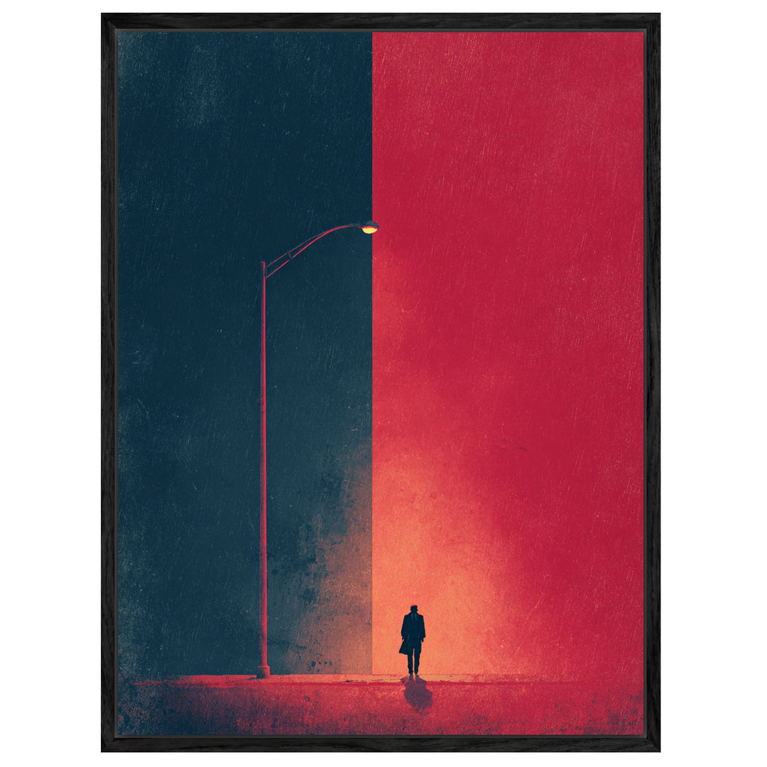 Alleingänger unter Nachtlicht Leinwandbild Retro – Leinwand auf Holzrahmen – Ansicht 2