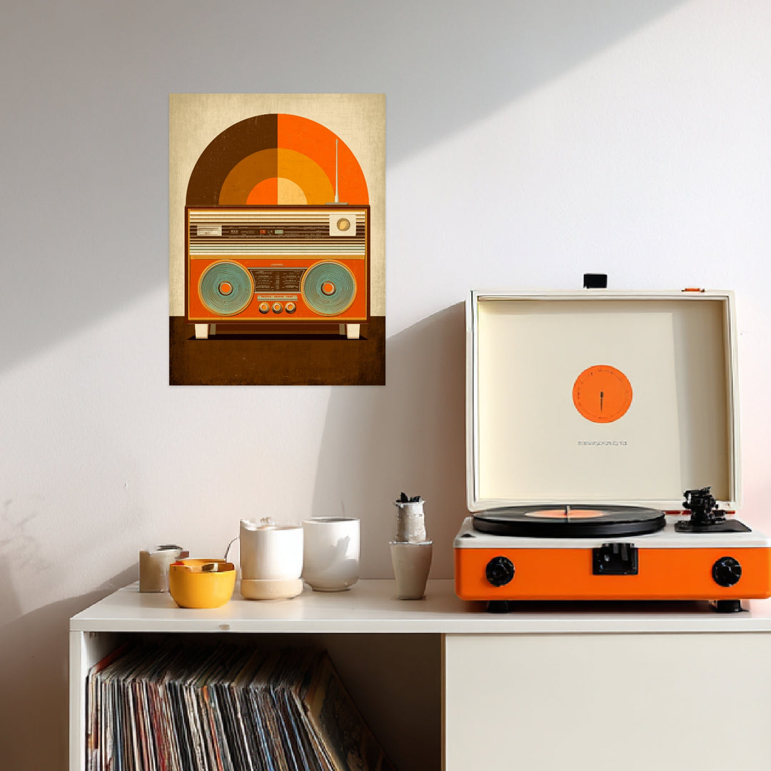 Altes Radio Leinwandbild Retro – Leinwand auf Holzrahmen – Ansicht 3