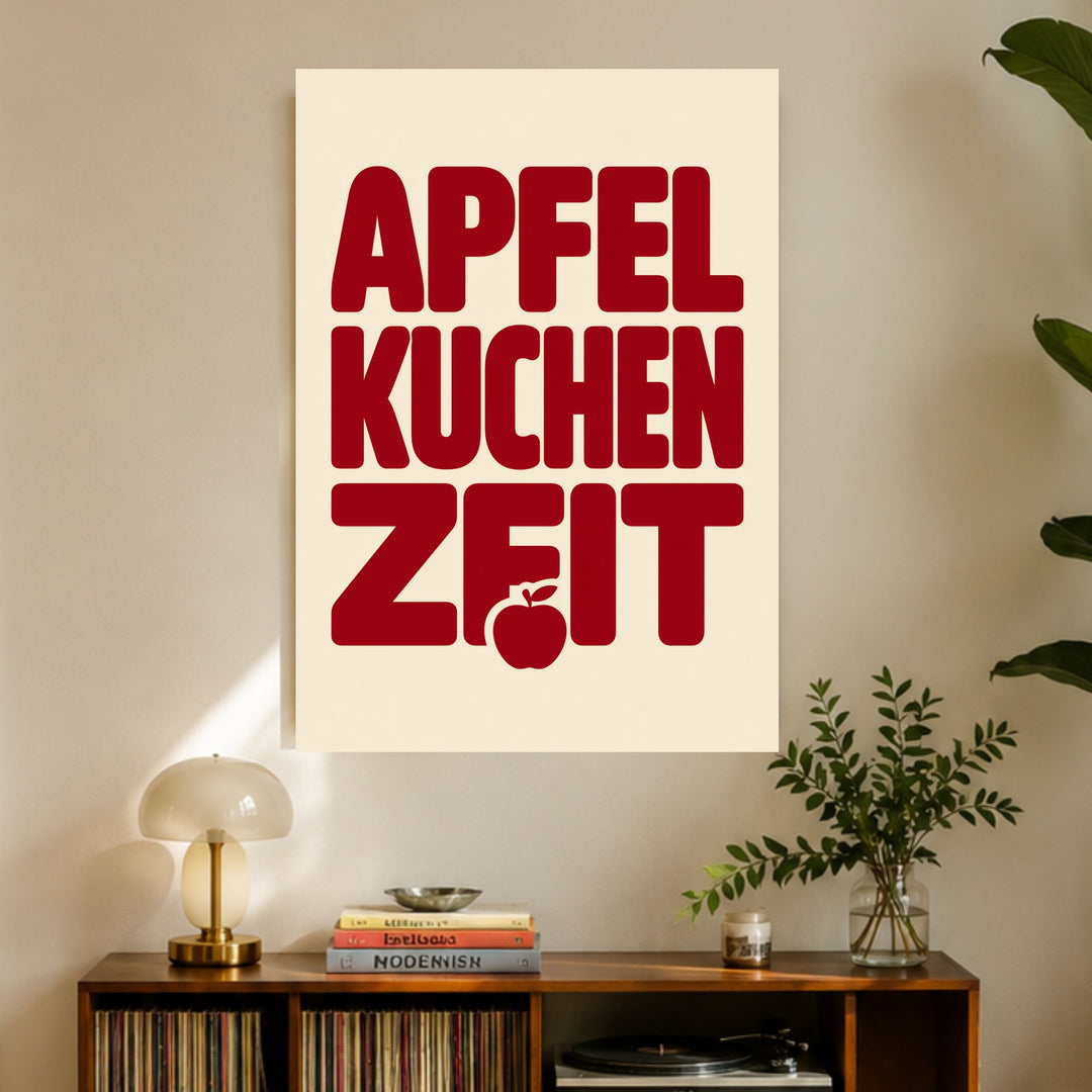 Apfelkuchen Zeit Retro Leinwandbild – Ohne Rahmen – Produktfoto