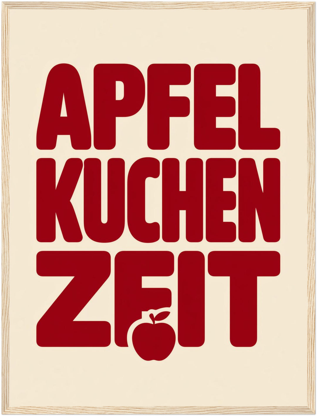Apfelkuchen Zeit Retro Poster – Holz natur Rahmen – Produktfoto