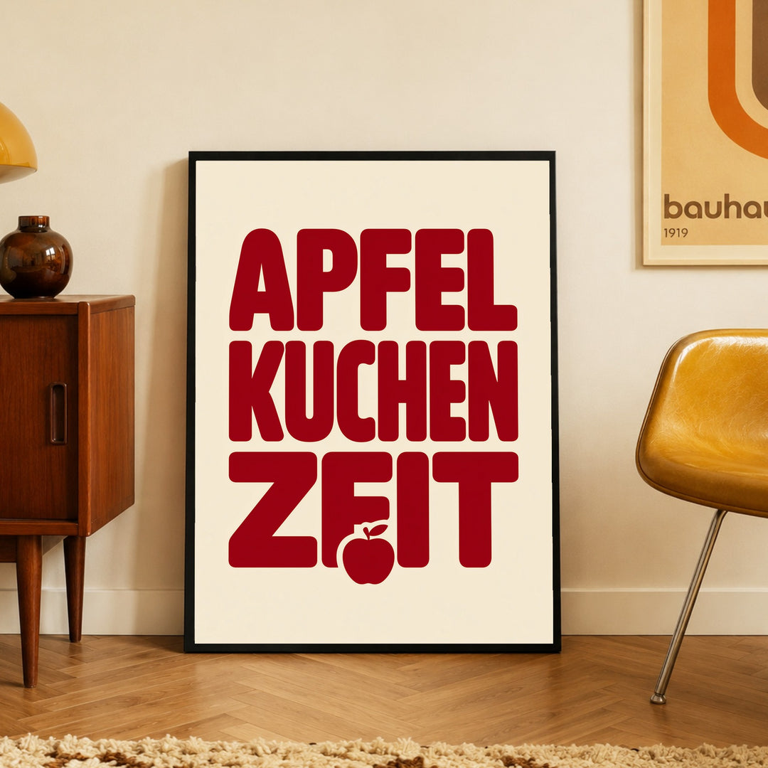 Apfelkuchen Zeit Retro Poster – Schwarzer Rahmen – Produktfoto