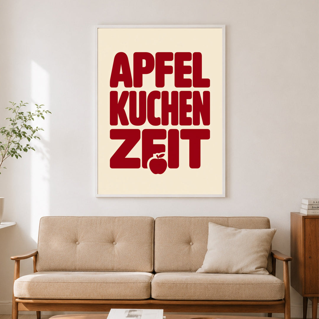 Apfelkuchen Zeit Retro Poster – Weißer Rahmen – Produktfoto