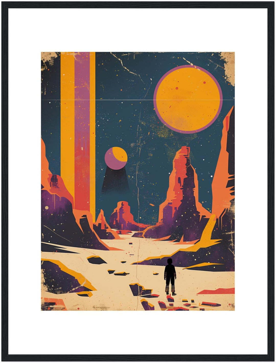 Astronaut auf fremdem Planeten Poster Retro – mattes Kunstdruck-Papier – Ansicht 5