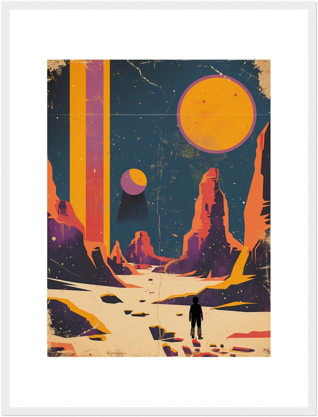 Astronaut auf fremdem Planeten Poster Retro – mattes Kunstdruck-Papier – Ansicht 6