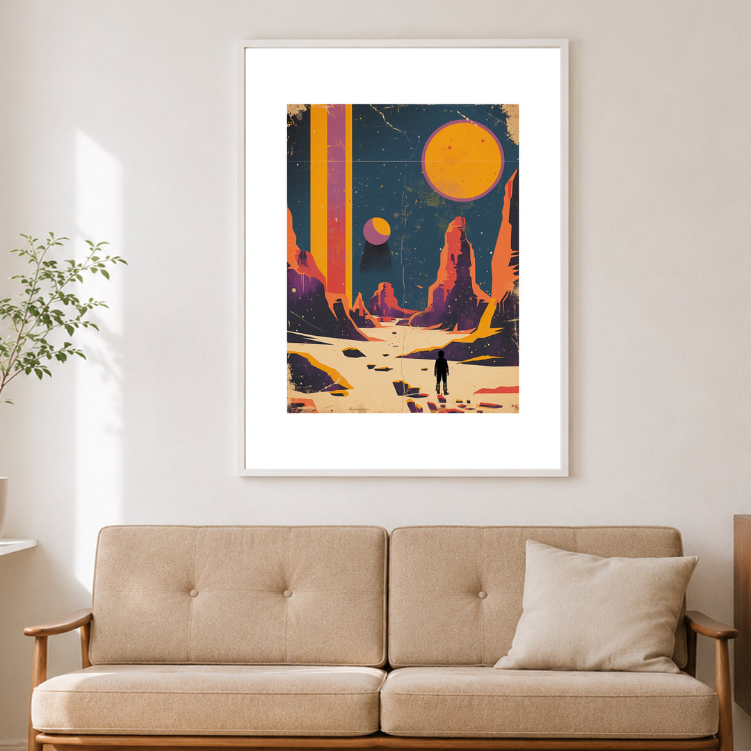 Astronaut auf fremdem Planeten Poster Retro – mattes Kunstdruck-Papier – Ansicht 4