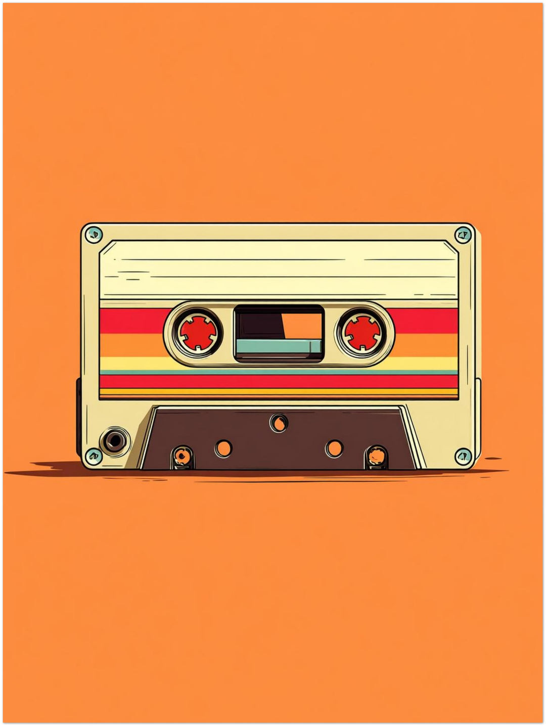 Audiokassette mit Farbstreifen Retro – Wandkunst