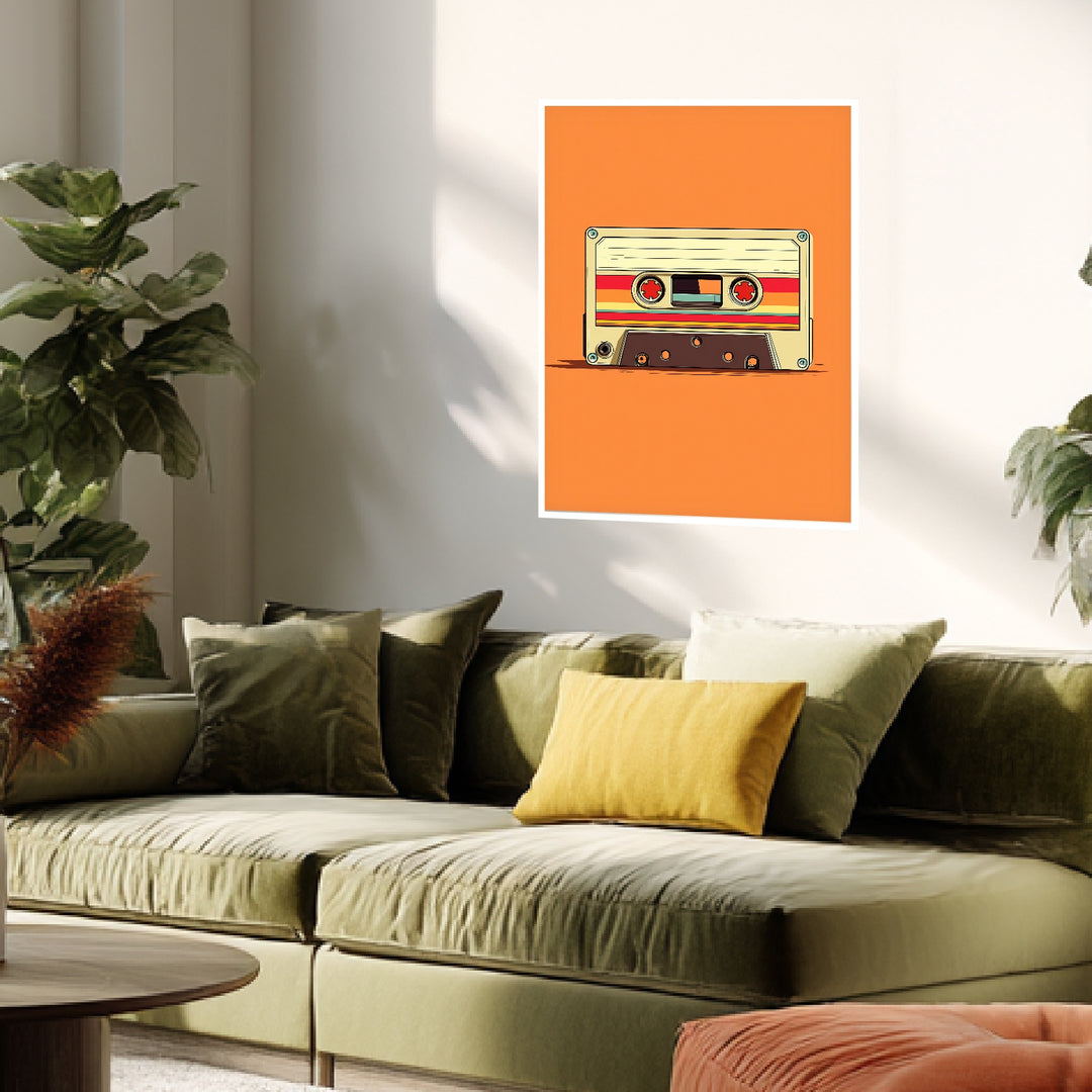 Audiokassette mit Farbstreifen Poster Retro – mattes Kunstdruck-Papier – Ansicht 4