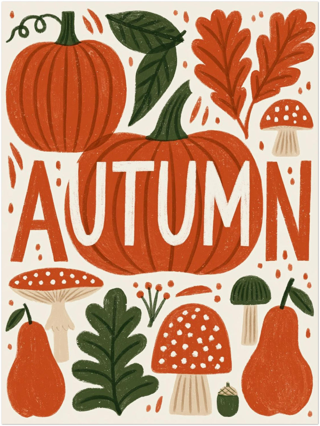 Herbstliche Ernte im Retro-Stil Poster – Ohne Rahmen – Produktfoto