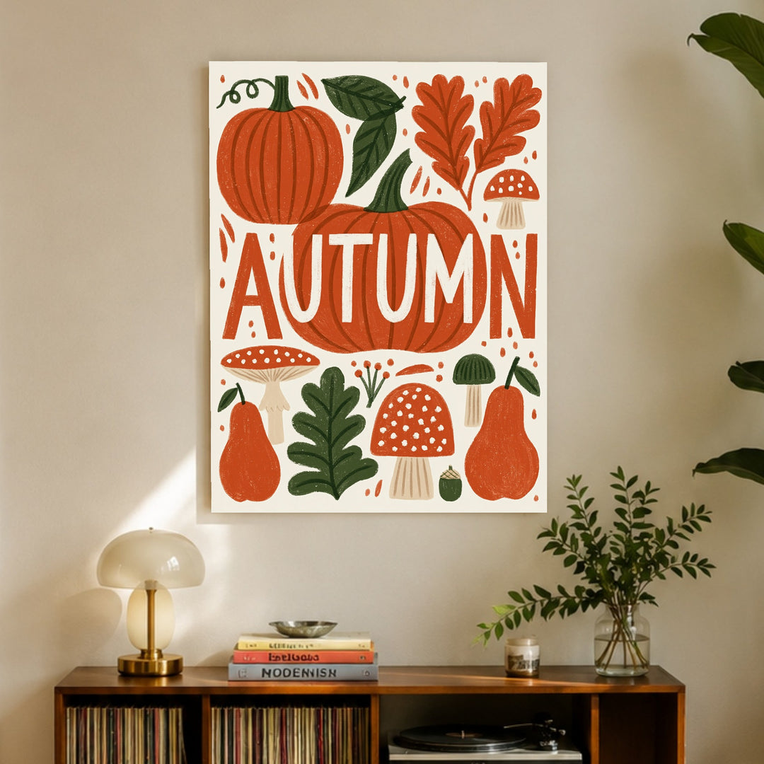 Herbstliche Ernte im Retro-Stil Poster – Ohne Rahmen – Produktfoto