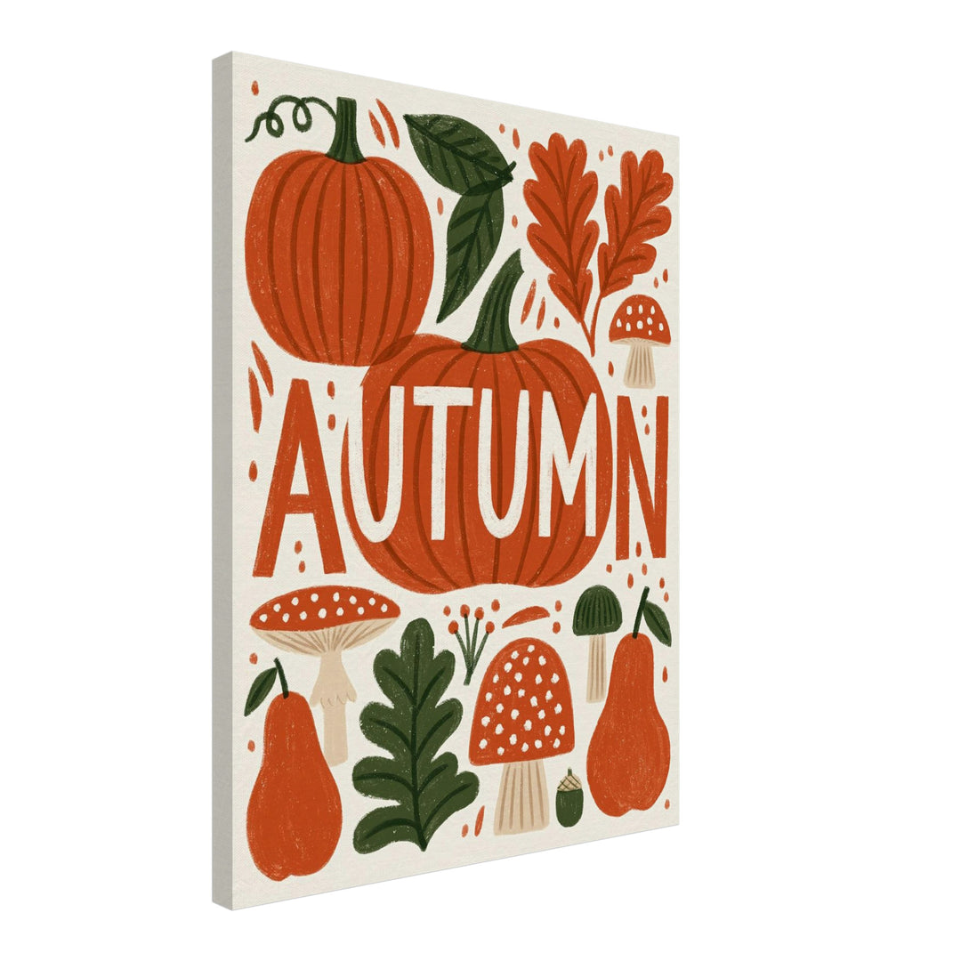 Herbstliche Ernte im Retro-Stil Leinwandbild – Schräge Ansicht – Produktfoto
