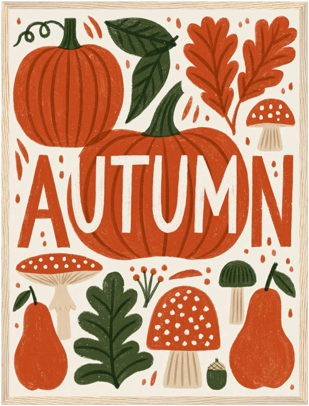 Herbstliche Ernte im Retro-Stil Poster – Holz natur Rahmen – Produktfoto