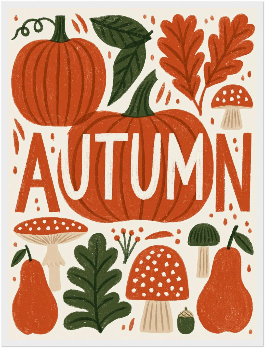 Herbstliche Ernte im Retro-Stil Poster – Weißer Rahmen – Produktfoto