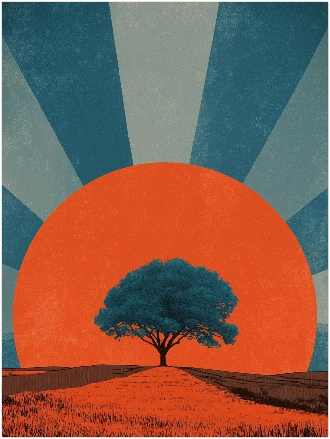 Baum vor Sonne abstrakt – Wandkunst