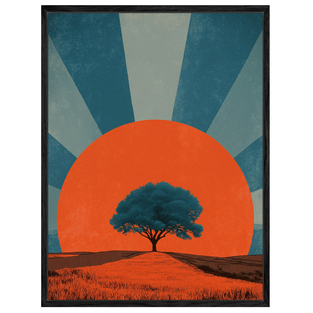 Baum vor Sonne Leinwandbild abstrakt – Leinwand auf Holzrahmen – Ansicht 4