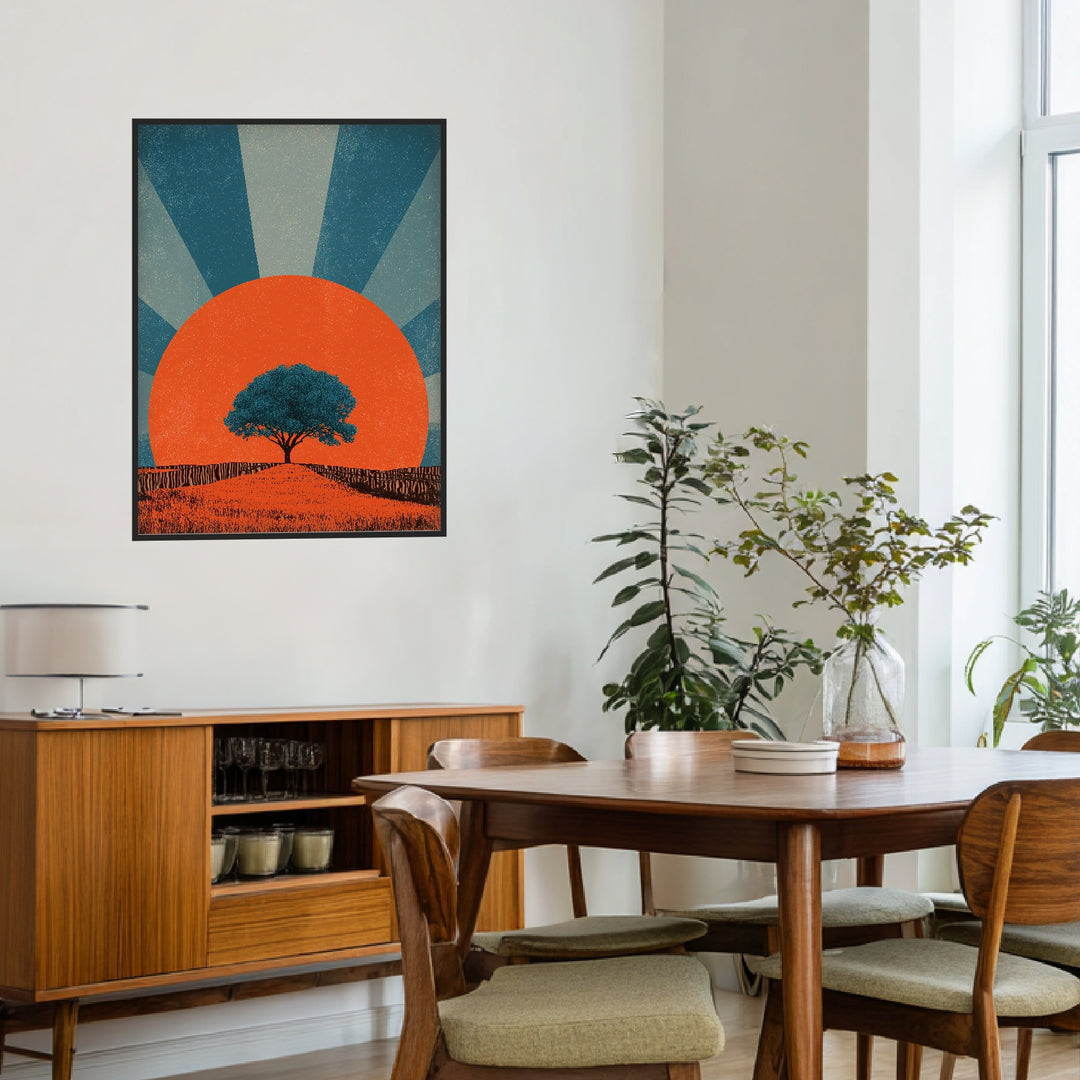 Baum vor Sonne Poster abstrakt – mattes Kunstdruck-Papier – Ansicht 3