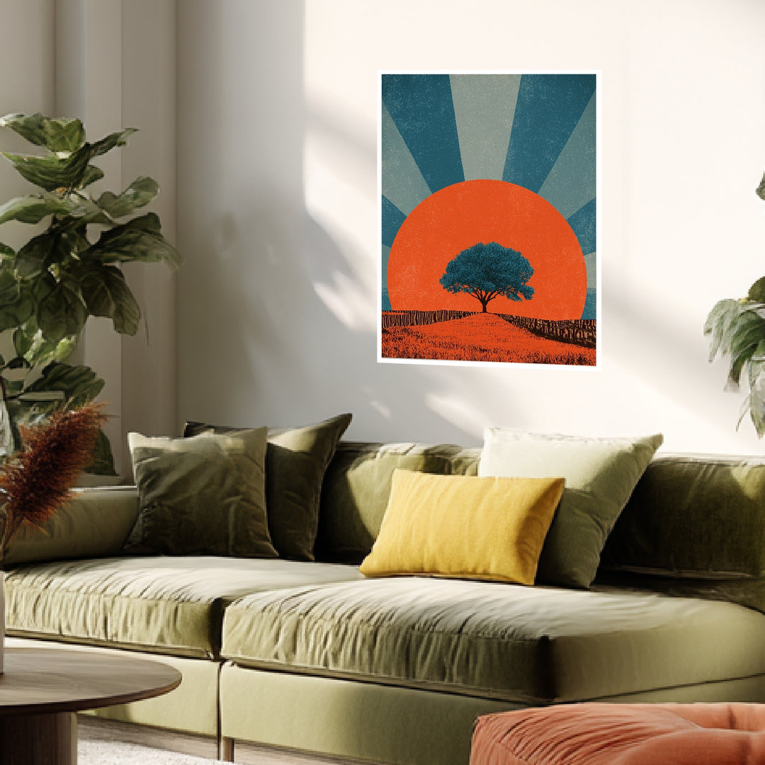 Baum vor Sonne Poster abstrakt – mattes Kunstdruck-Papier – Ansicht 4