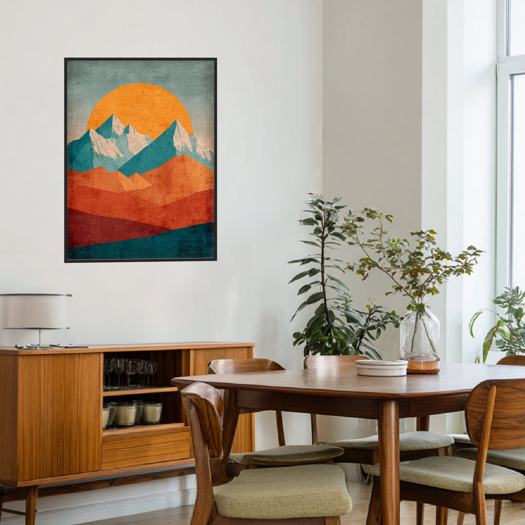 Berglandschaft im Abendrot Poster Retro – mattes Kunstdruck-Papier – Ansicht 5