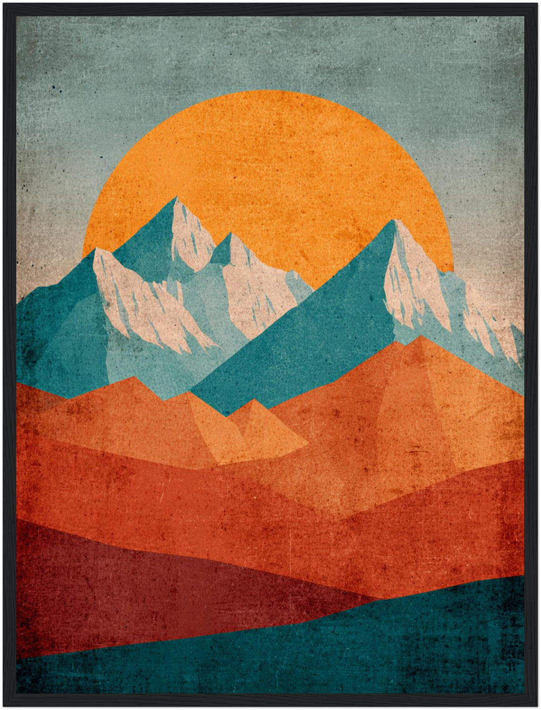 Berglandschaft im Abendrot Poster Retro – mattes Kunstdruck-Papier – Ansicht 6