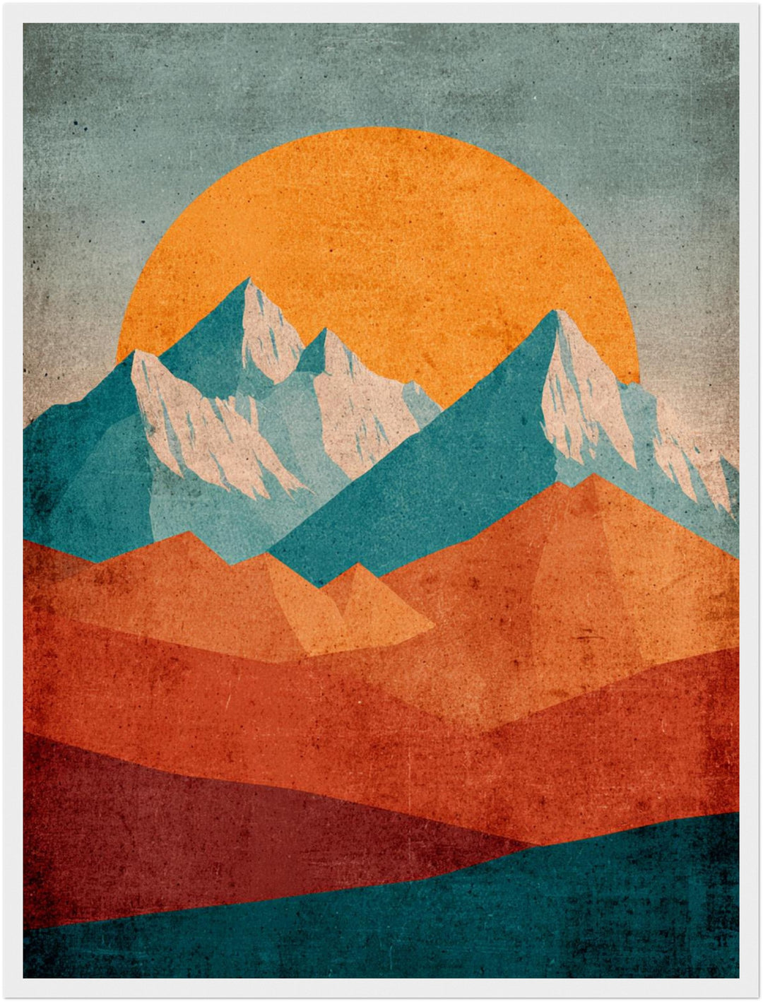 Berglandschaft im Abendrot Poster Retro – mattes Kunstdruck-Papier – Ansicht 4