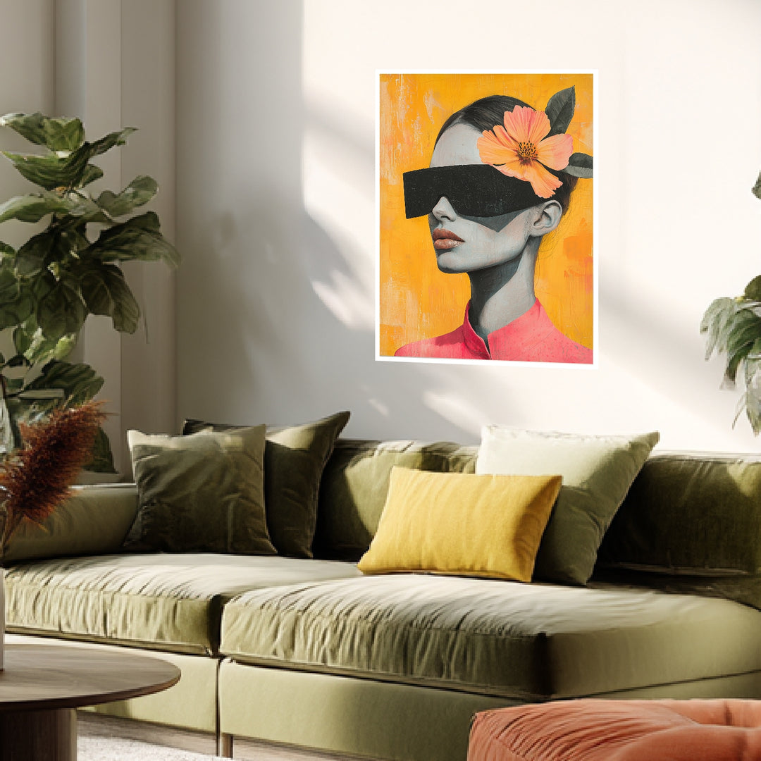 Blumenhafte Verhüllung Poster Retro – mattes Kunstdruck-Papier – Ansicht 4