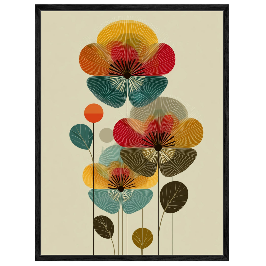 Blumenkomposition Leinwandbild Retro – Leinwand auf Holzrahmen – Ansicht 4