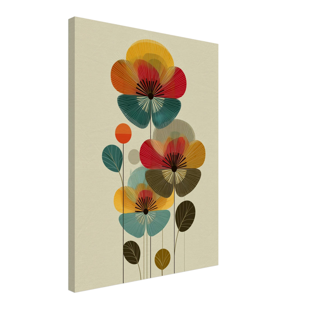 Blumenkomposition Leinwandbild Retro – Leinwand auf Holzrahmen – Ansicht 2