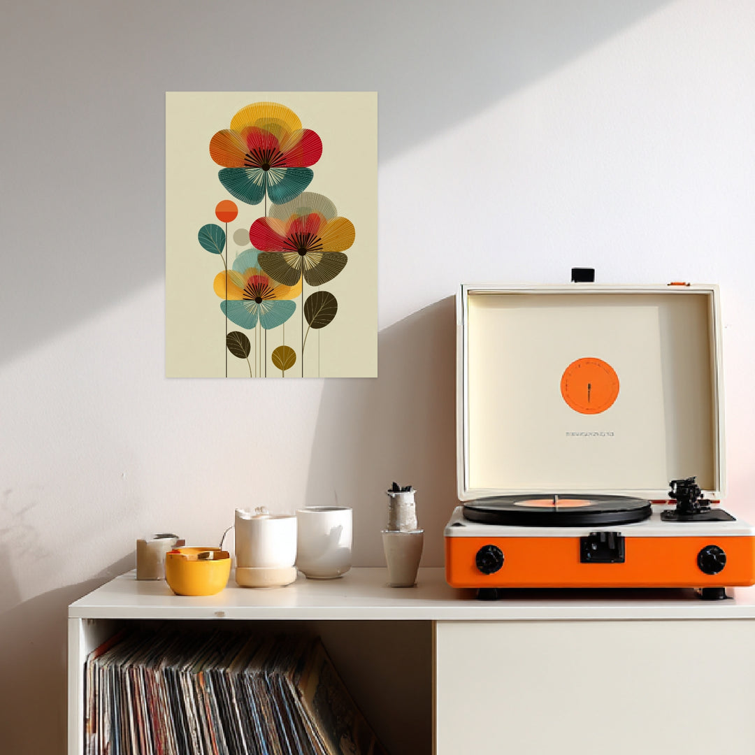 Blumenkomposition Leinwandbild Retro – Leinwand auf Holzrahmen – Ansicht 3
