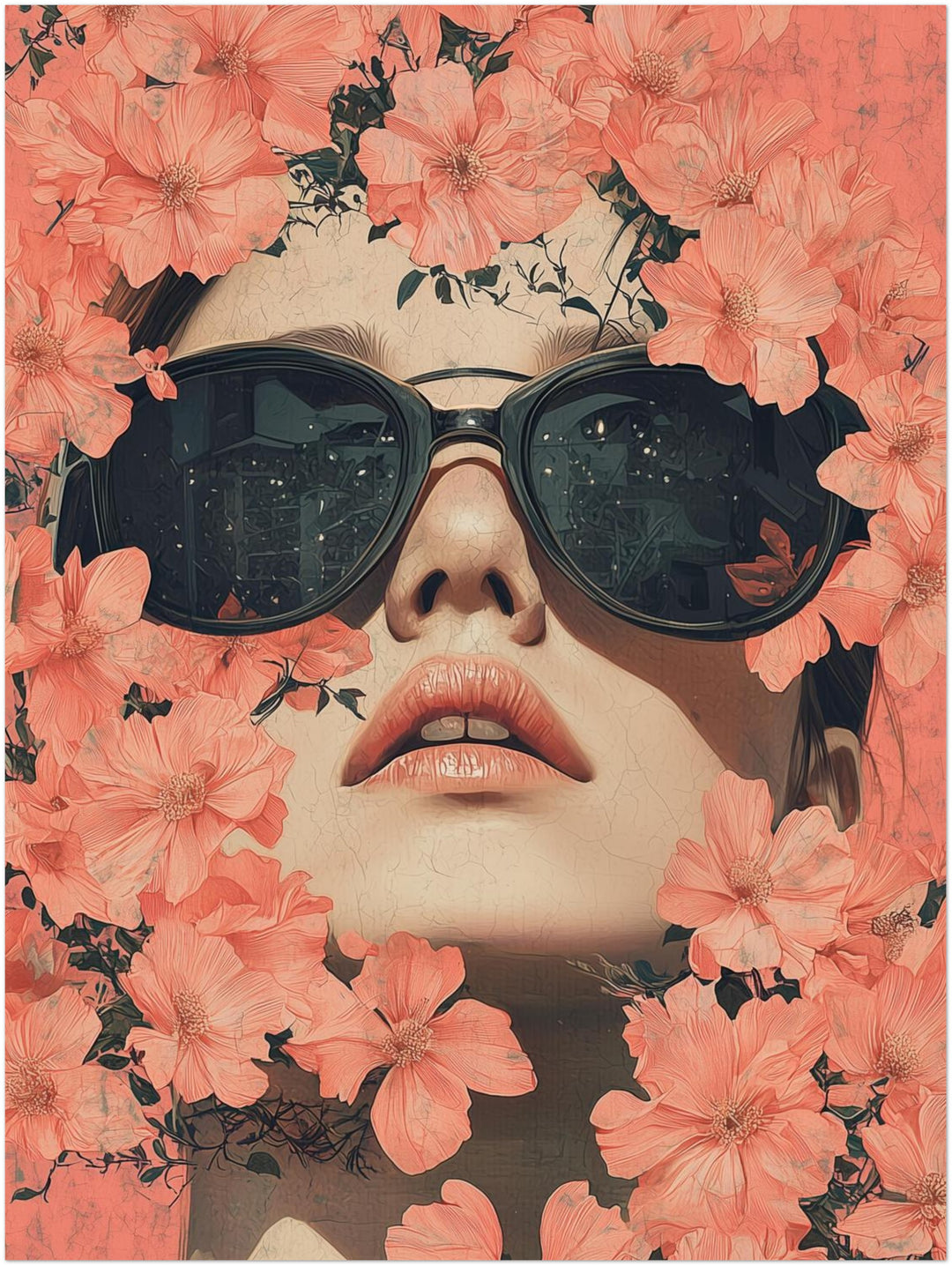 Blumenhafte Ruhe Retro – Wandkunst