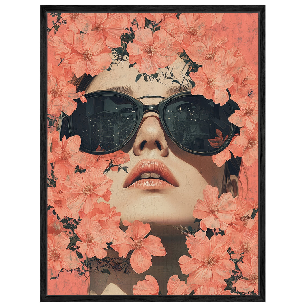 Blumenhafte Ruhe Leinwand Retro – Leinwand auf Holzrahmen – Ansicht 4