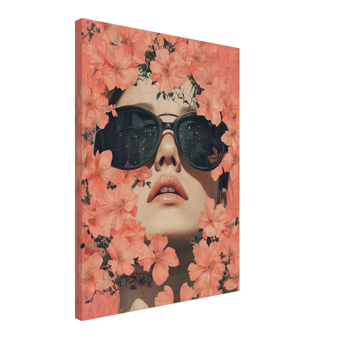 Blumenhafte Ruhe Leinwand Retro – Leinwand auf Holzrahmen – Ansicht 2