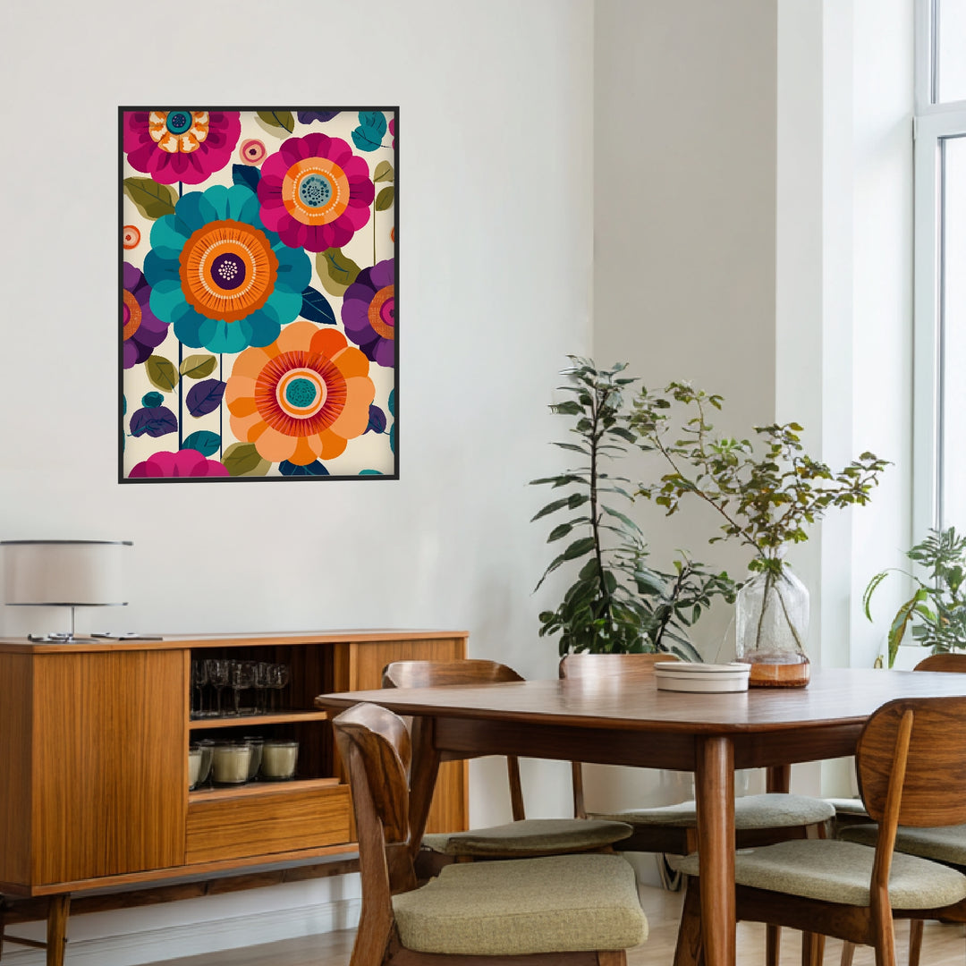 Bunte Blumenblüten Poster Retro – mattes Kunstdruck-Papier – Ansicht 3