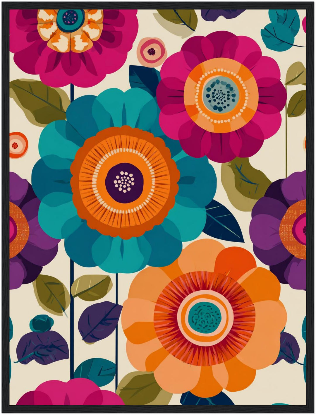 Bunte Blumenblüten Poster Retro – mattes Kunstdruck-Papier – Ansicht 6