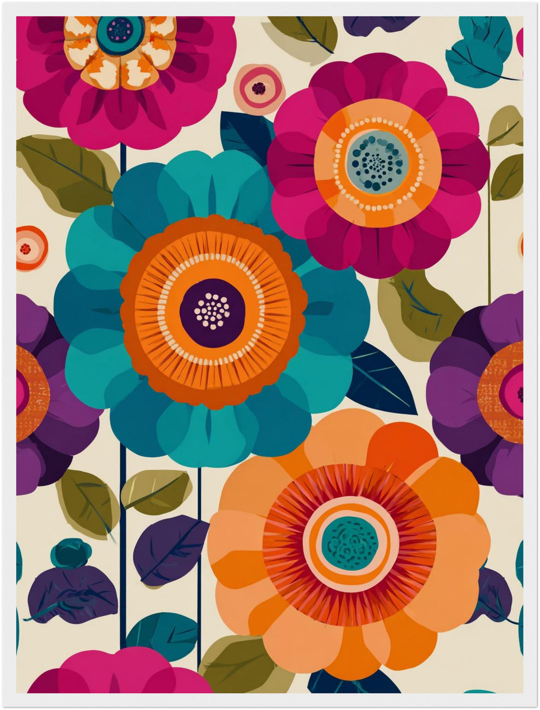 Bunte Blumenblüten Poster Retro – mattes Kunstdruck-Papier – Ansicht 5