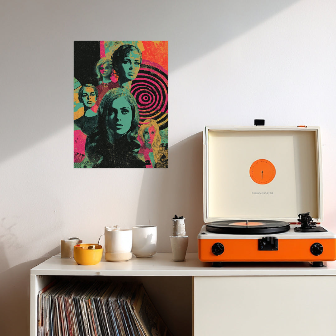 Bunte Gesichter der Vergangenheit Poster Retro – mattes Kunstdruck-Papier – Ansicht 2
