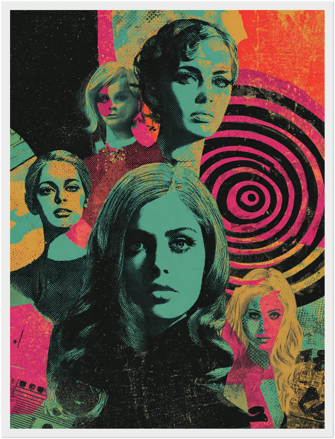 Bunte Gesichter der Vergangenheit Poster Retro – mattes Kunstdruck-Papier – Ansicht 4
