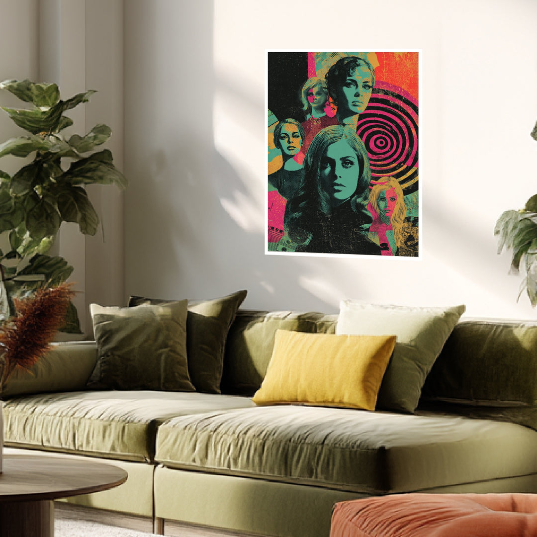 Bunte Gesichter der Vergangenheit Poster Retro – mattes Kunstdruck-Papier – Ansicht 3