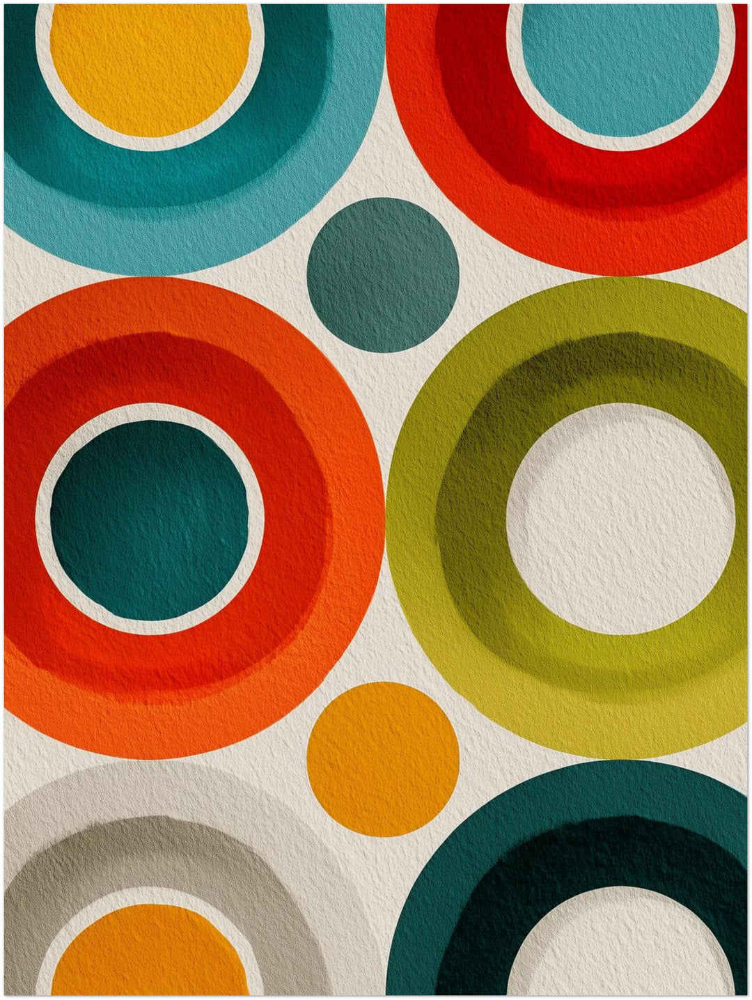 Bunte Kreisformen Retro – Wandkunst