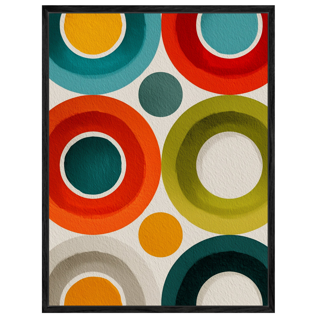 Bunte Kreisformen Leinwandbild Retro – Leinwand auf Holzrahmen – Ansicht 4