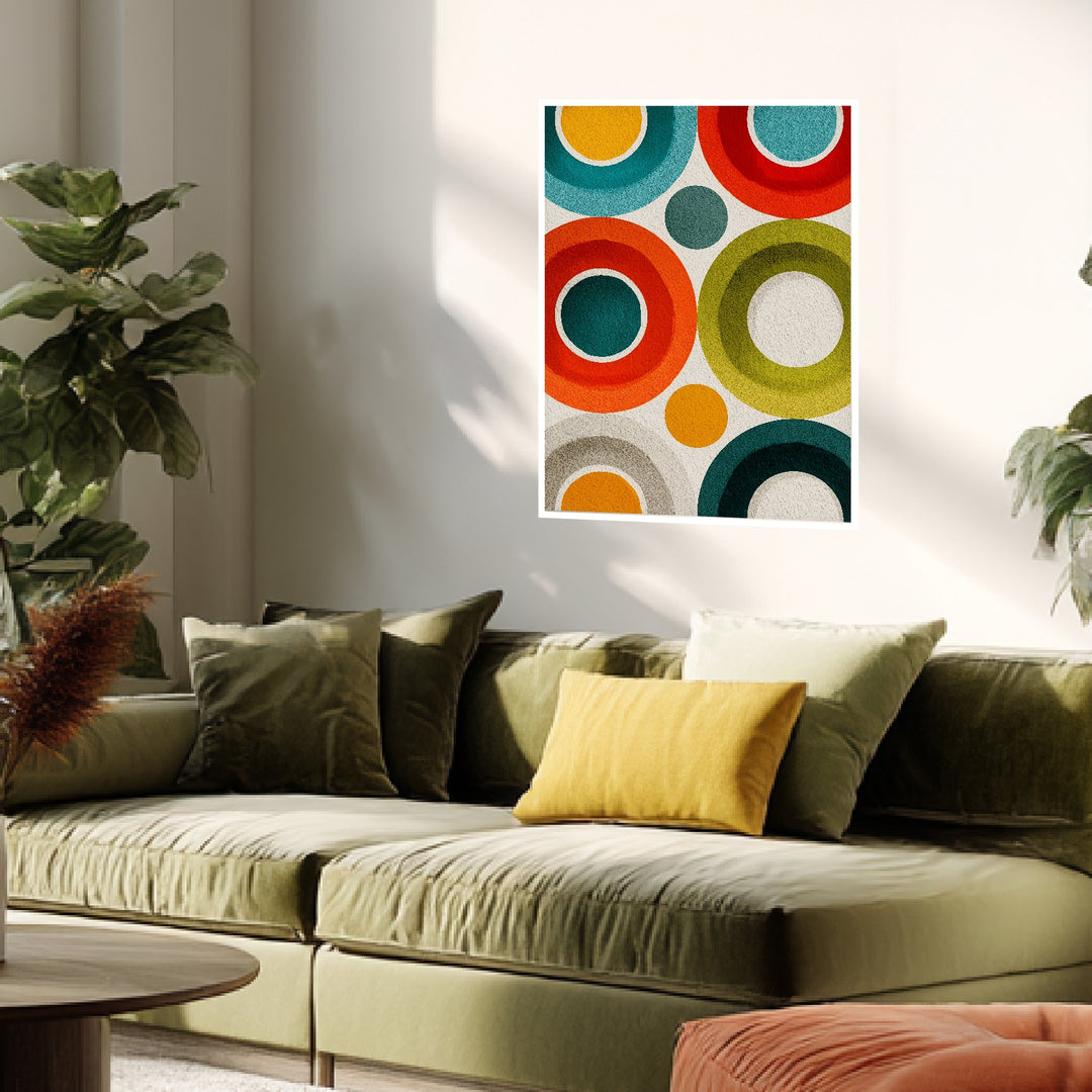 Bunte Kreisformen Poster Retro – mattes Kunstdruck-Papier – Ansicht 4
