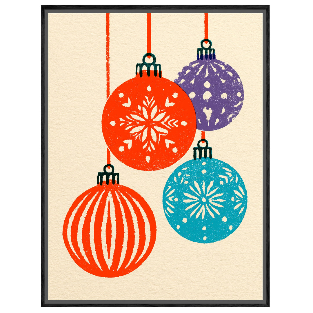 Retro Weihnachtskugeln bunt Leinwandbild – Leinwandbild