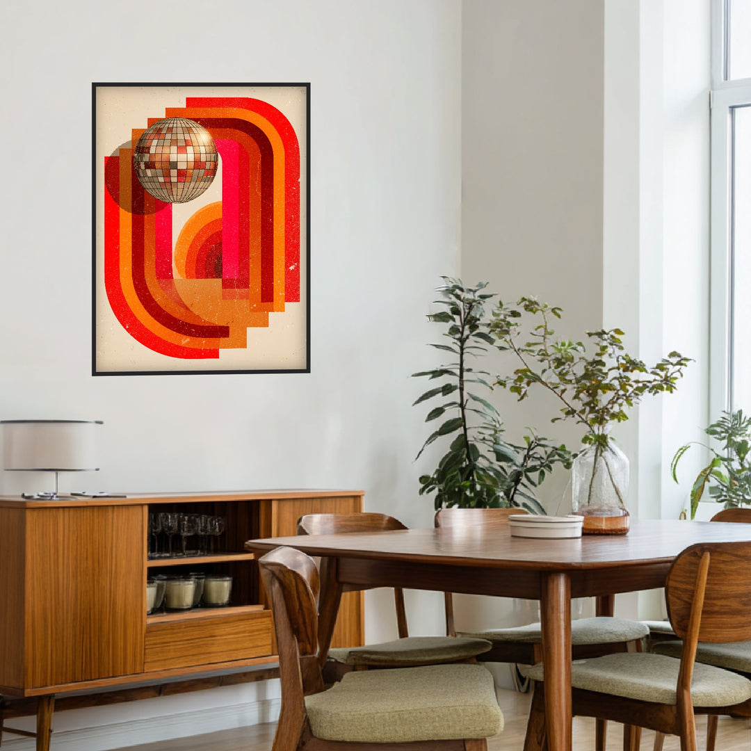 Disco Kugel Formen Poster Retro – mattes Kunstdruck-Papier – Ansicht 3