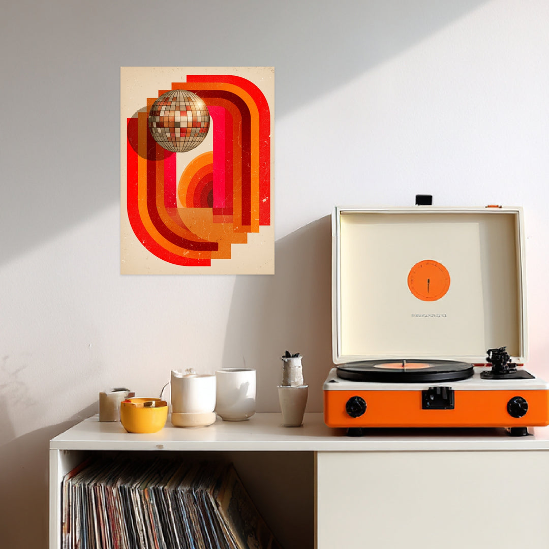 Disco Kugel Formen Leinwandbild Retro – Leinwand auf Holzrahmen – Ansicht 3