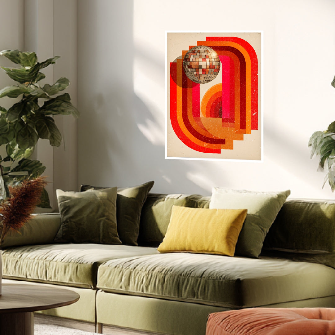 Disco Kugel Formen Poster Retro – mattes Kunstdruck-Papier – Ansicht 4